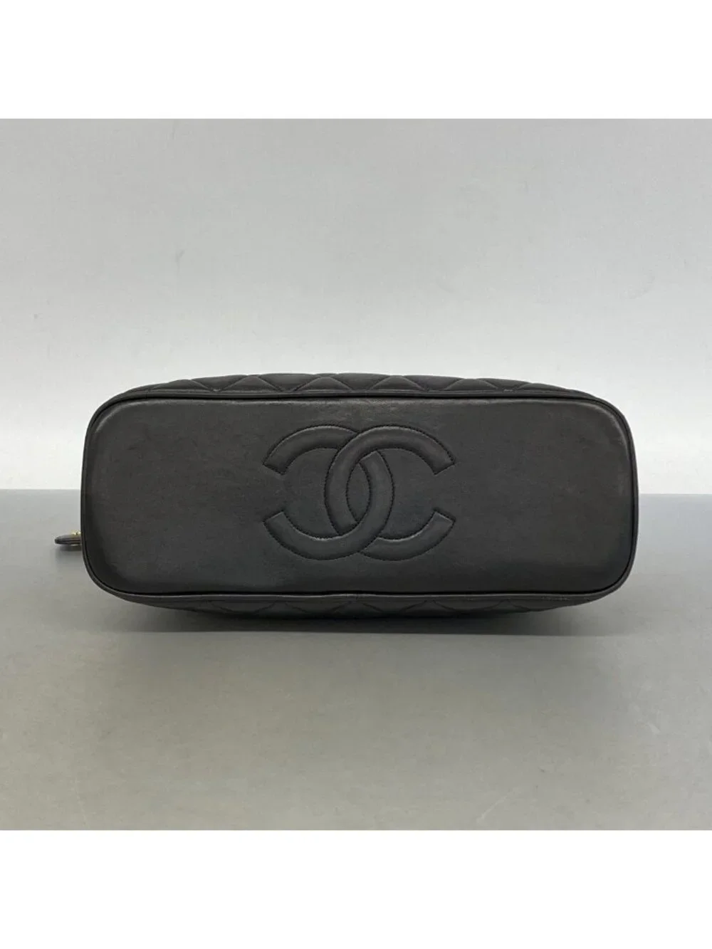 Chanel Shoulder Bag Quilted Lambskin Black Gold
